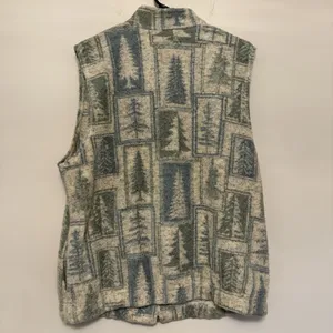 Vintage Monterey By Korey Large Fleece Zip Up Vest Trees Pockets Outdoors Winter thumbnail 7