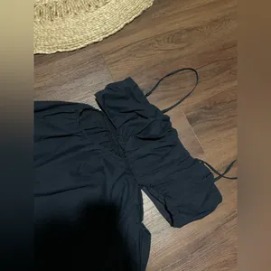 Abercrombie and Fitch black cotton maxi cut out dress casual fall formal boho XL thumbnail 4