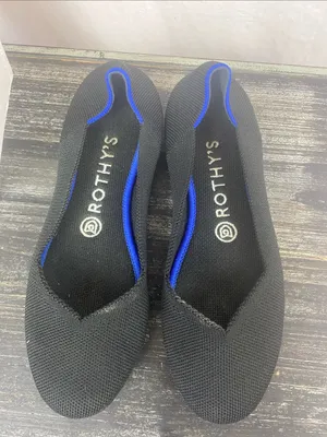 Rothy’s Black & Blue Trim Canvas Slip On Flat Shoes 7.5 thumbnail 3
