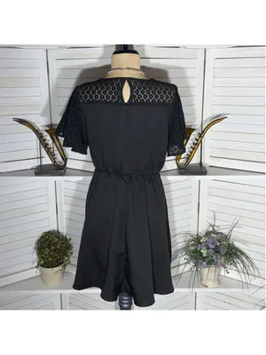 Hippie boho mini dress black sheer flutter sleeves whimsigoth punk alt grunge L thumbnail 2