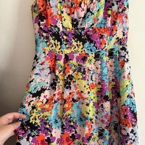NANETTE LEPORE | Silk Psychedelic Floral Square Neck Cocktail Dress Size 2 thumbnail 3