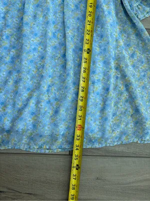 Altar’d State Light Blue Yellow Floral Square Neck Puffed Sleeve Baby Doll Dress thumbnail 9