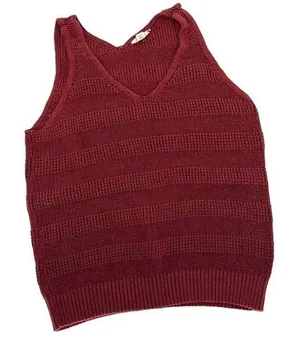 Ana A New Approach Womens Tank Sweater Sleeveless Knit 100% Cotton Large Red Rus thumbnail 1