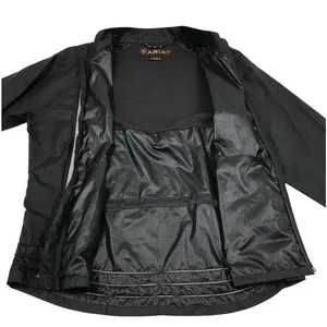 ARIAT Full Zip Packable Rain Jacket Women L Black Travel Timeles Everyday Sporty thumbnail 7