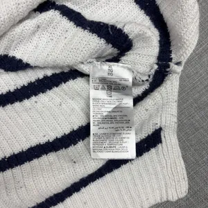 Old Navy Sweater Womens XL White‎ Striped Lace-Up Pullover Open-Knit Relaxed thumbnail 8