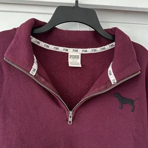 VTG Y2K Victoria’s Secret PINK Women’s Maroon Quarter Zip • Sz Small thumbnail 2