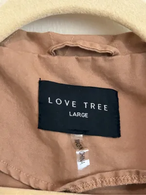 Love Tree Tan Hooded Utility Jacket Field Coat Lightweight 100% Cotton Sz Large thumbnail 7