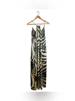 Tahari ASL Maxi Slip Dress Women's Small Abstract Palm Leaf Satin Strappy NWT thumbnail 2