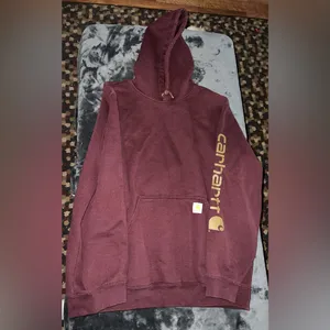 Carhartt Loose Fit Burgundy Hoodie Size XL Unisex thumbnail 6
