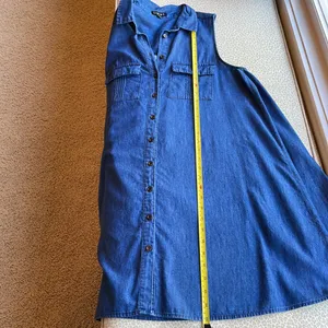 Timing Short Sleeveless Denim Swing Dress with 2 front pockets thumbnail 10