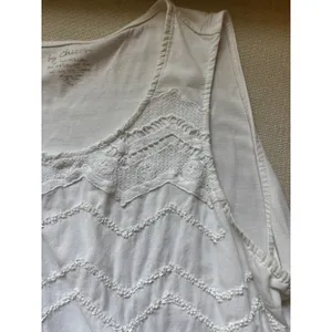 Chico's Tank Top Size 3 White Lace Sequin Chevron‎ Sleeveless Boho Scoop Neck thumbnail 3