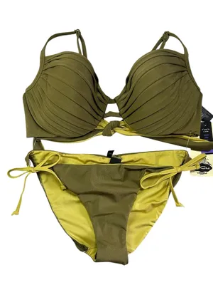 A. Che Olive is Green 2-Piece Bikini 38B 36C 34D 32DD Small Bottom NWT thumbnail 1