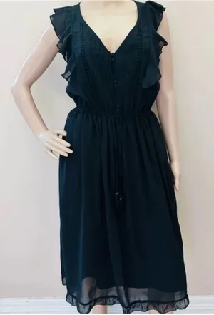Abercrombie & Fitch Classic Black midi Dress medium‎ NWT thumbnail 1