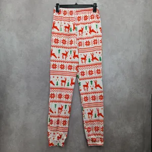 Red Christmas Holiday Print Y2K VTG Festive‎ Ekouaer Pajama Legging Pants Small thumbnail 2