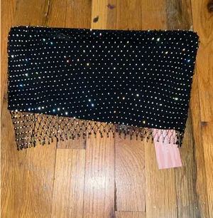 Shein Rhinestone Crop Top Black thumbnail 2