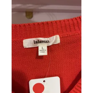 Lalavon Red Sweater w/ Pink Bows Festive Holiday Coquette Preppy Modest Sz Large thumbnail 2