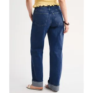 Abercrombie & Fitch Curve Love High Rise 90s Relaxed Jean Dark Cuffed Size 28 6S thumbnail 4
