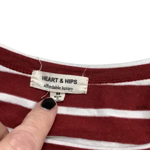 Maternity Heart & Hips Burgundy and White Short Sleeve Striped Dress Size M thumbnail 4