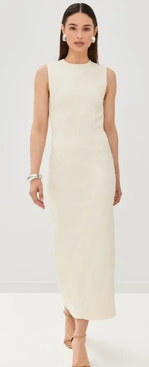 NWT Reformation Kendi Denim Midi in Fior Di Latte Sleeveless Stretch Dress 6 thumbnail 1