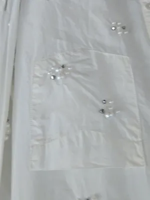 Maeve Embellished White Button-Up Shirt - Elegant Pearl Detail Size S thumbnail 7