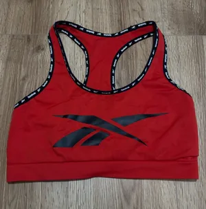 Reebok Red Racerback Sports‎ Bra with Black Logo and Trim thumbnail 1