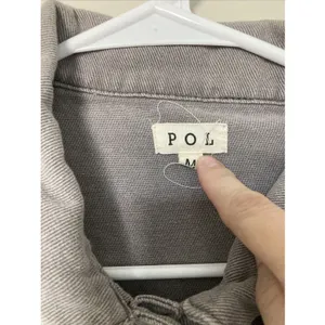POL Womens Jacket Patchwork Denim Boho Chic M Floral Frayed Trim Gray thumbnail 6