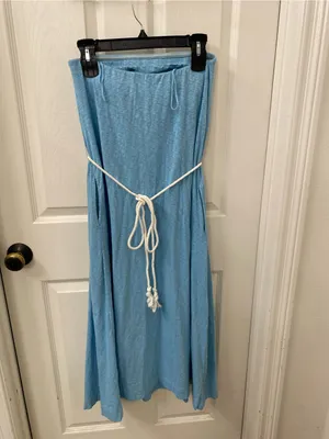 Free People Beach Strapless Light Blue Midi Dress thumbnail 5