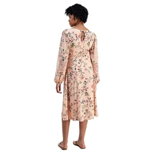 NWT Tinsel Juniors V-Neck Scallop Lace-Trim Floral print Midi Dress Pink Multi M thumbnail 2