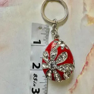 Betsy Johnson red rhinestone egg keychain thumbnail 6