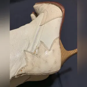 Women’s Mid Calf Heeled Cream color Western Boots approximate size 9/9.5 thumbnail 5