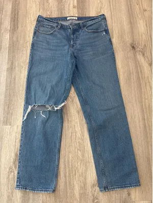 Abercrombie & Fitch The 90s Straight Mid Rise Distressed Jeans Blue 30‎ 10R thumbnail 1
