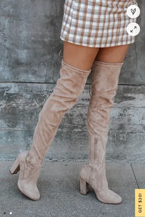 Lulu’s So Much Yes Light Nude Suede Over the Knee Boots thumbnail 1