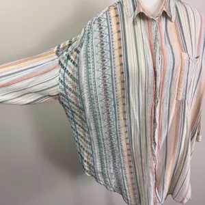 Anthropologie Striped Eyelet Buttondown Shirt Relaxed Multicolor M/L thumbnail 6