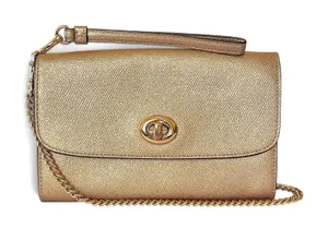 Coach Rose Gold Leather Gold Turnlock Chain Crossbody Convertible Bag #F22828 thumbnail 1