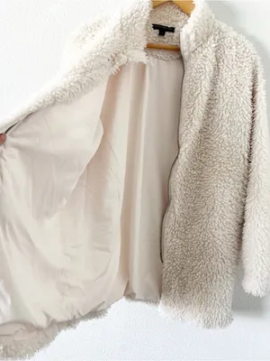 Banana Republic Ivory Sherpa Zip Up Fleece Jacket Teddy Coat thumbnail 7