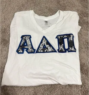 American Apparel V-Neck Alpha Delta Pi lettered t-shirt thumbnail 1