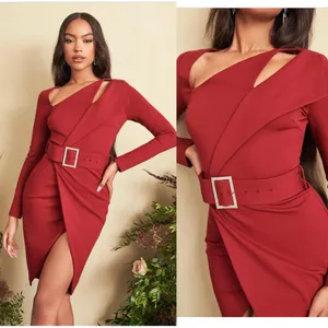 Lavish Alice Ruby Long‎ Sleeve Ponte Midi Dress Burgundy Womens US Size 6 NEW thumbnail 2