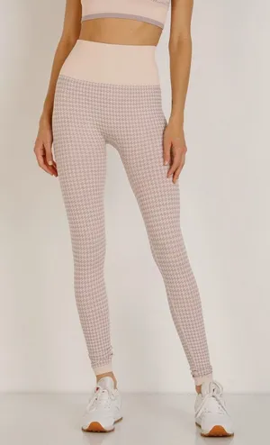 Varley Pink and Purple Hobart Houndstooth Ribbed Seamless Leggings Size L/XL thumbnail 1