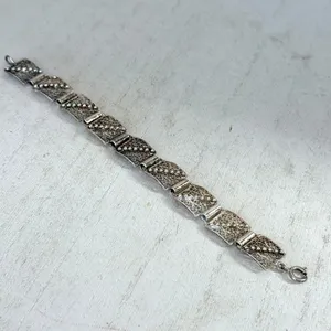 Vintage Silver Tone Filigree Panel Link Bracelet thumbnail 6