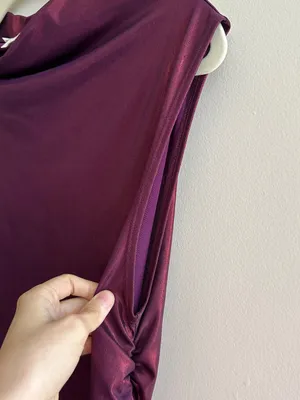 Maeve by Anthropologie Mock-Neck Ruched Shine Tank, Plum/Prune, Size Large thumbnail 13