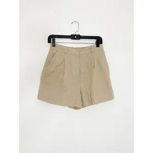 Zara High Rise Linen Blend Shorts Tan Beige Size XS Preppy Career Minimalist thumbnail 4