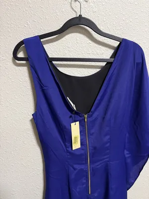 Sugarlips NWT One‎ Shoulder Ruched Drape Mini Dress Royal Blue Womens M thumbnail 8