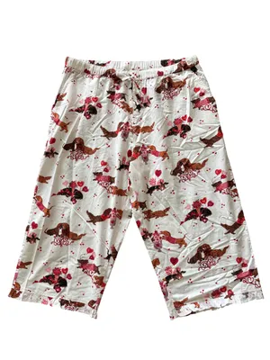 NWT Printfresh Ruffle Cropped Pants in Dachshund Date Size XL thumbnail 3