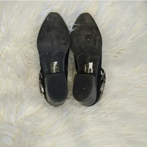EUC Black Suede Thalia Western Pointed Toe Booties Silver Buckle Women's Size 9 thumbnail 3