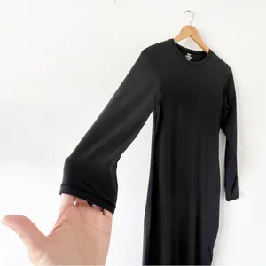 SKIMS Onyx Fits Everybody Long Sleeve Bodycon Crew Neck Stretch Maxi Dress thumbnail 3