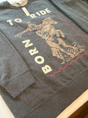 Ariat To Ride Born Western Graphic Oversized Crew Sweatshirt 2X NWT Rodeo thumbnail 5