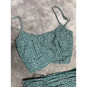 MABLE Matching Mini Skirt Set Green Womens Size Small thumbnail 3