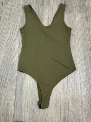 Wild Fable Olive Green Ribbed Cutout Bodysuit Size Small thumbnail 6