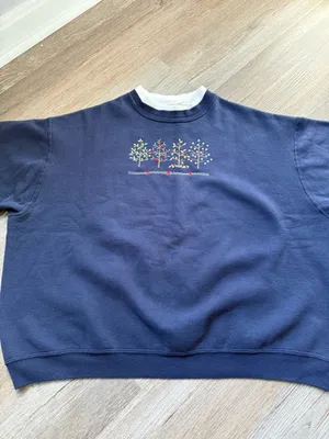 VTG TOP STITCH Grandma Sweater Crewneck Sweatshirt Festive Tree Heart Embroidery thumbnail 3