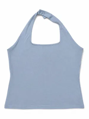 PRETTYGARDEN Blue Halter Neck Tank Top thumbnail 2